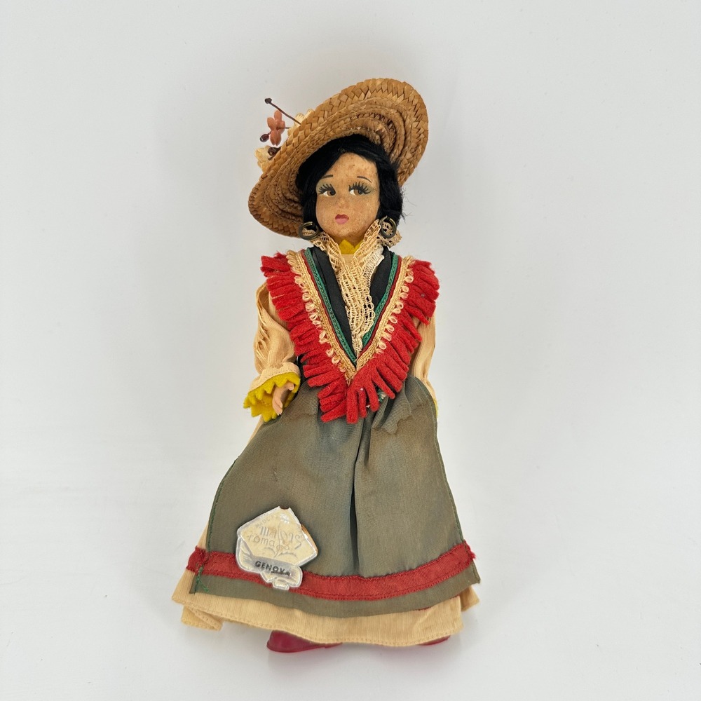 Vintage Majors Roma Genova Italy Souvenir Doll Traditional Folk Costume Hat